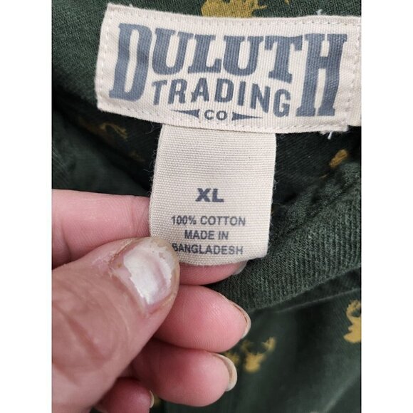 Duluth Trading Co Mens Green Crab Print Shirt XL Cotton Relaxed Fit Button Down - Picture 9 of 10